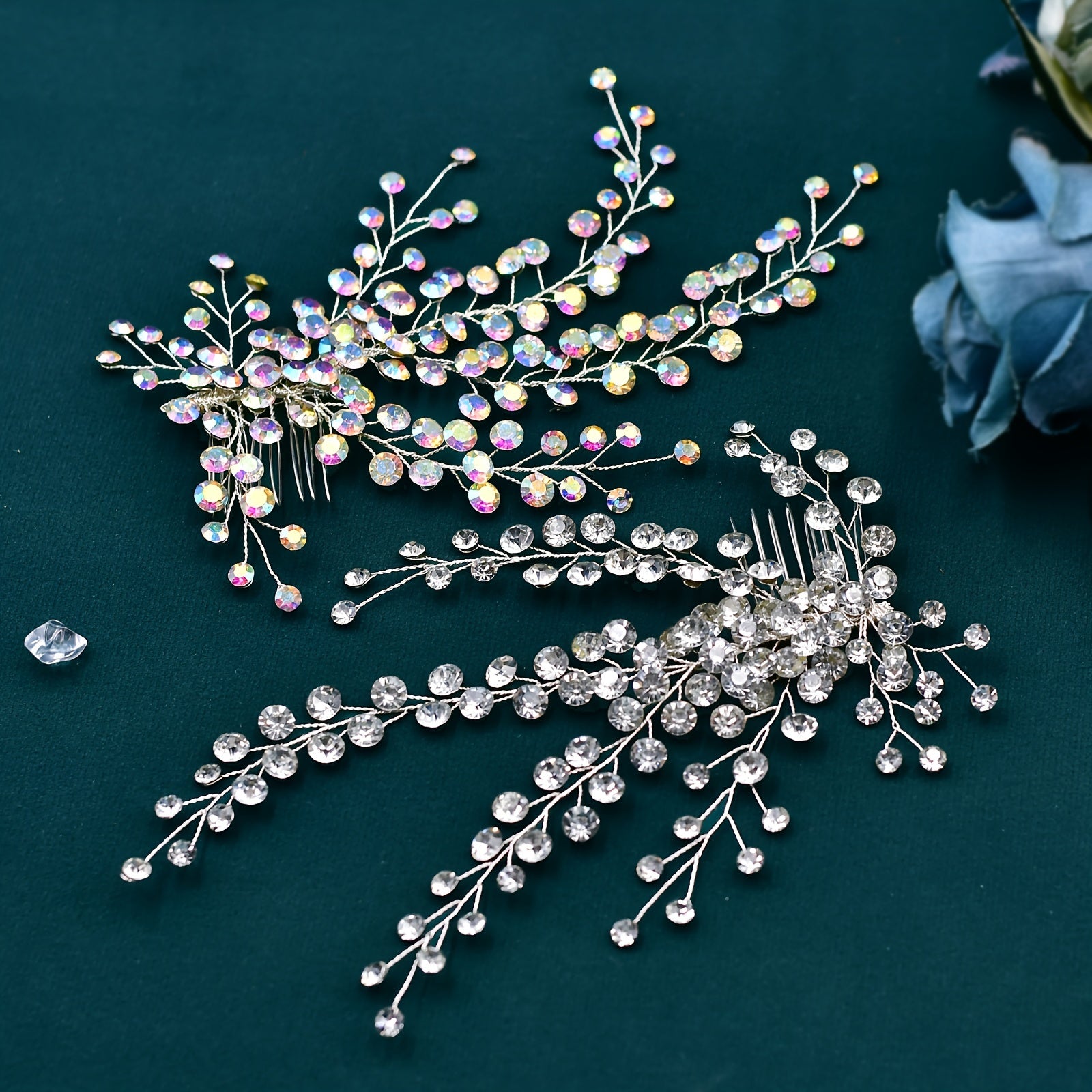 Women's Leaf-Shaped Rhinestone Hair Comb for Bridal Wedding and Events