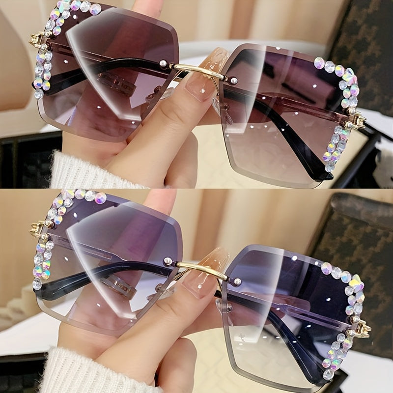 Women Rimless Fashion Glasses with Gradient Lenses and Metal Frames