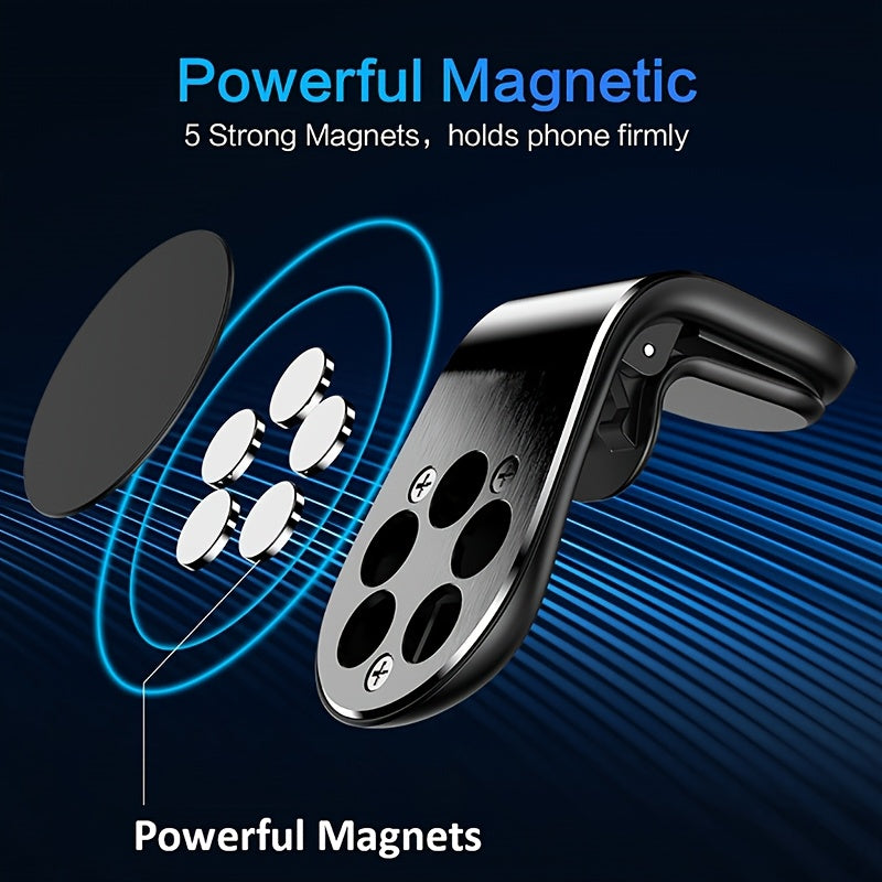 Magnetic Car Phone Holder Stainless Steel Dashboard Vent Mount 360° Rotating