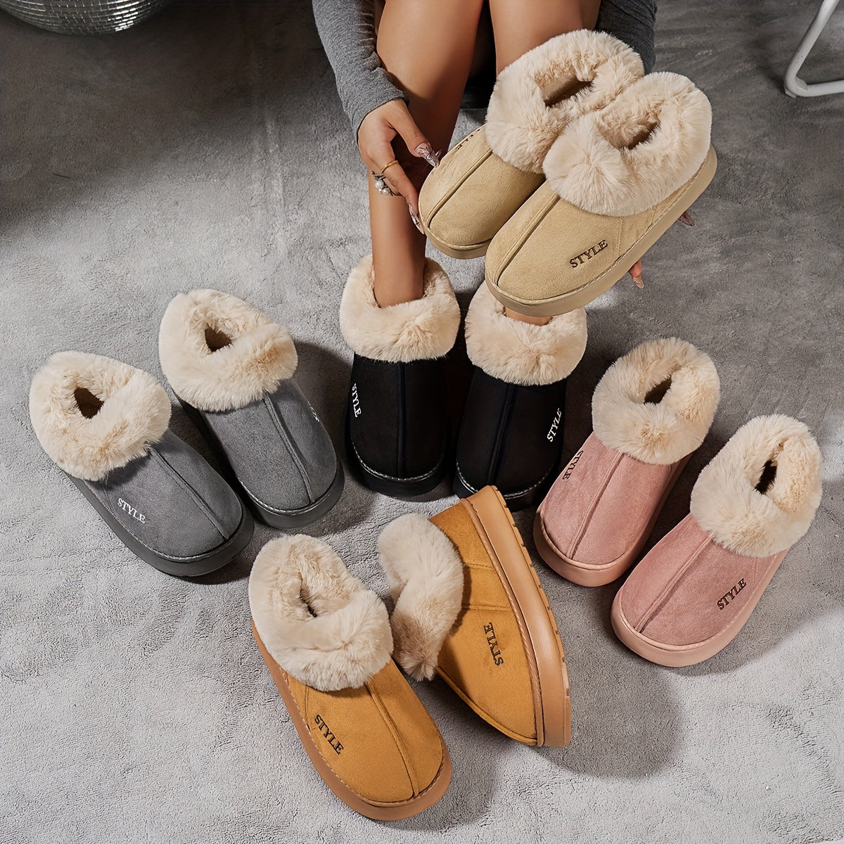 Women's Winter Velvet Fluffy Warm Indoor Non-slip Slippers