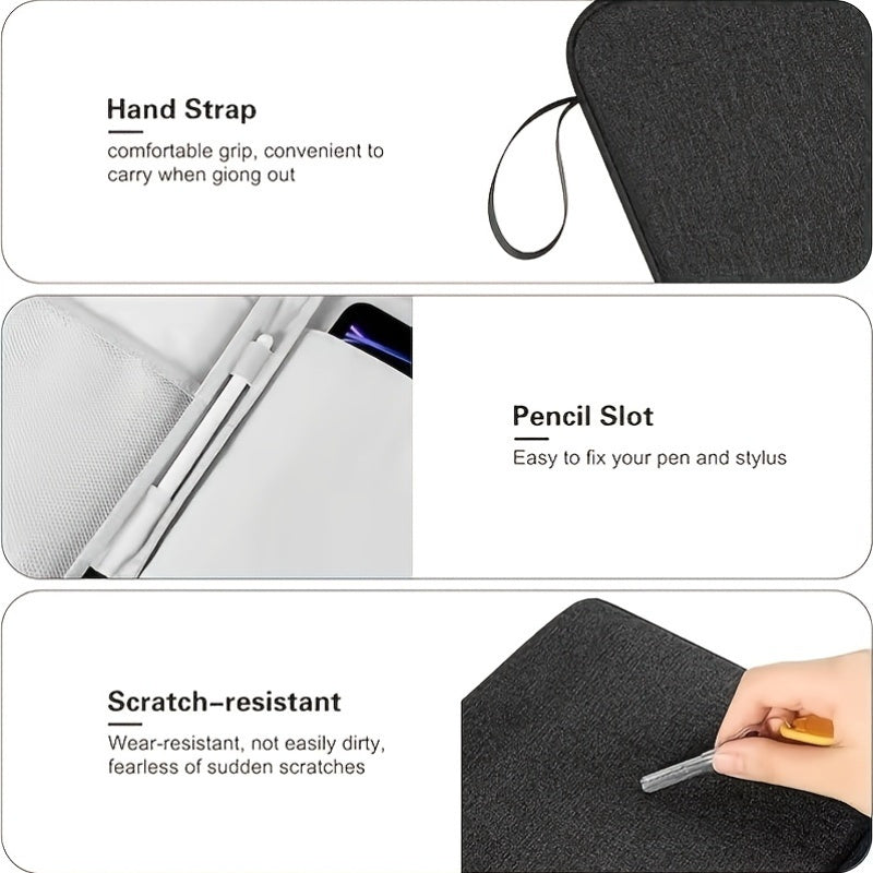 Grey Polyester Tablet and Laptop Sleeve for 26.67-33.02 cm Tablets and 27.94-32.77 cm Laptops with Pocket