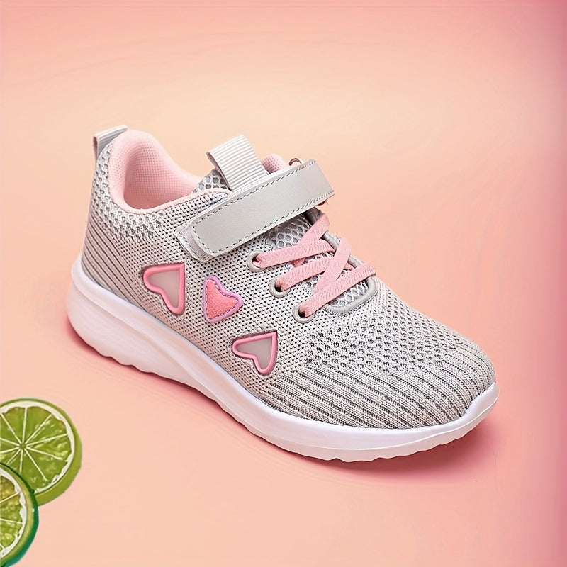 Girls Breathable Lightweight Sneakers with Hook-and-Loop Closure for All Seasons