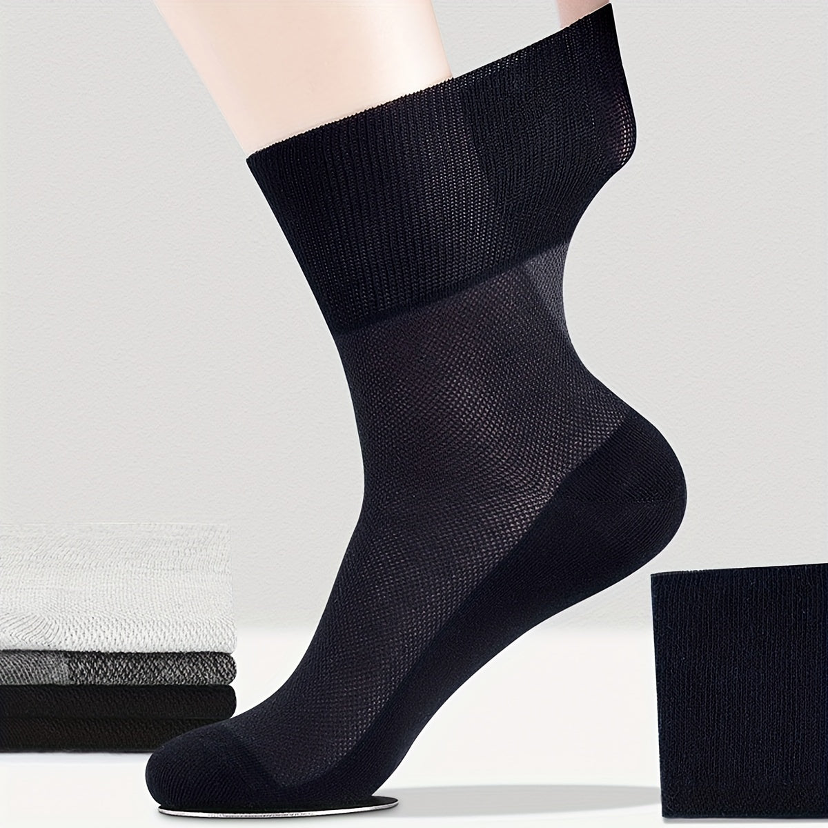 Men's Mesh Crew Socks 3 Pairs Breathable Cotton Blend Summer Casual