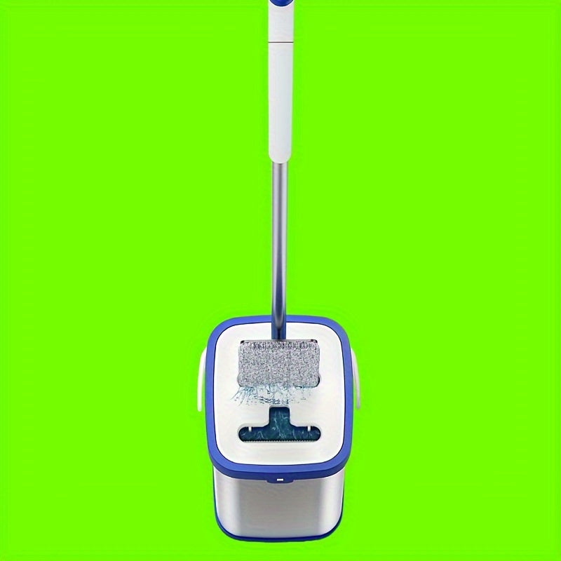 Noxush po'latdan yasalgan aylanuvchi mopu va chelak to'plami - yuvish uchun qo'l ishlatishga hojat yo'q, yashash xonasi, yotoqxona, ochiq joylar, hammom va terasta uchun ideal.