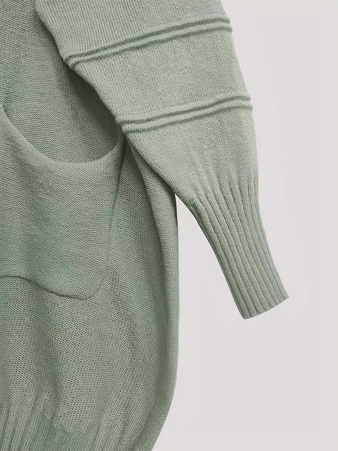 Plus Size Women's V-Neck Oversized Sweater Black Longline Casual Pullover