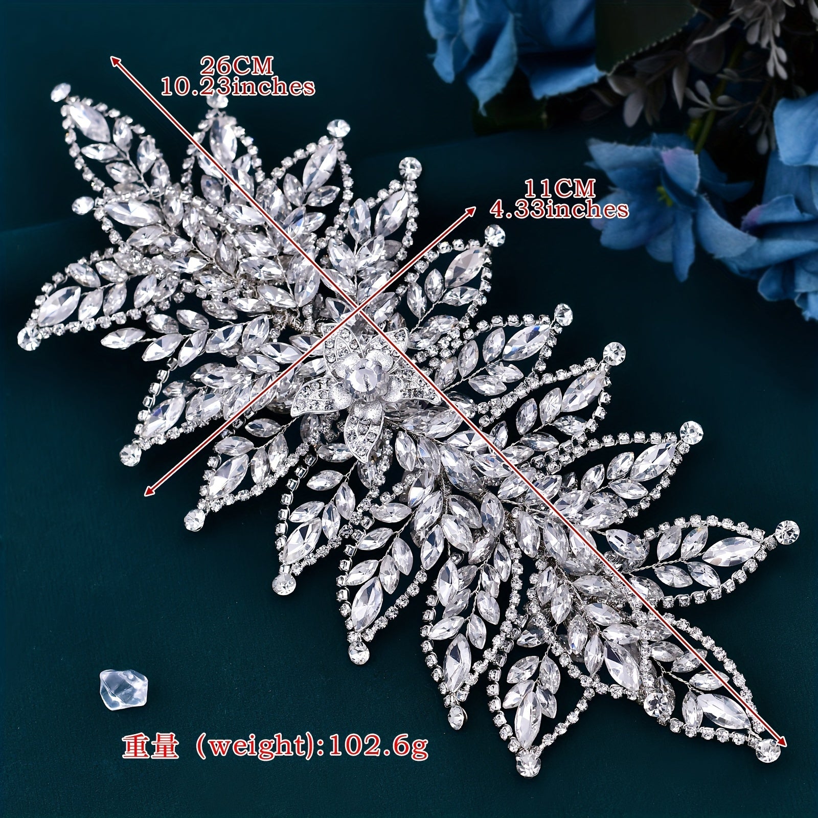 Women's Wedding Hair Band Rhinestone Flower Leaf Design Bridal Hair Accessory