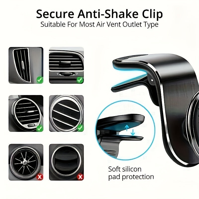 Soporte universal para teléfono de coche con imán, rotación de 360° y agarre en la rejilla de ventilación