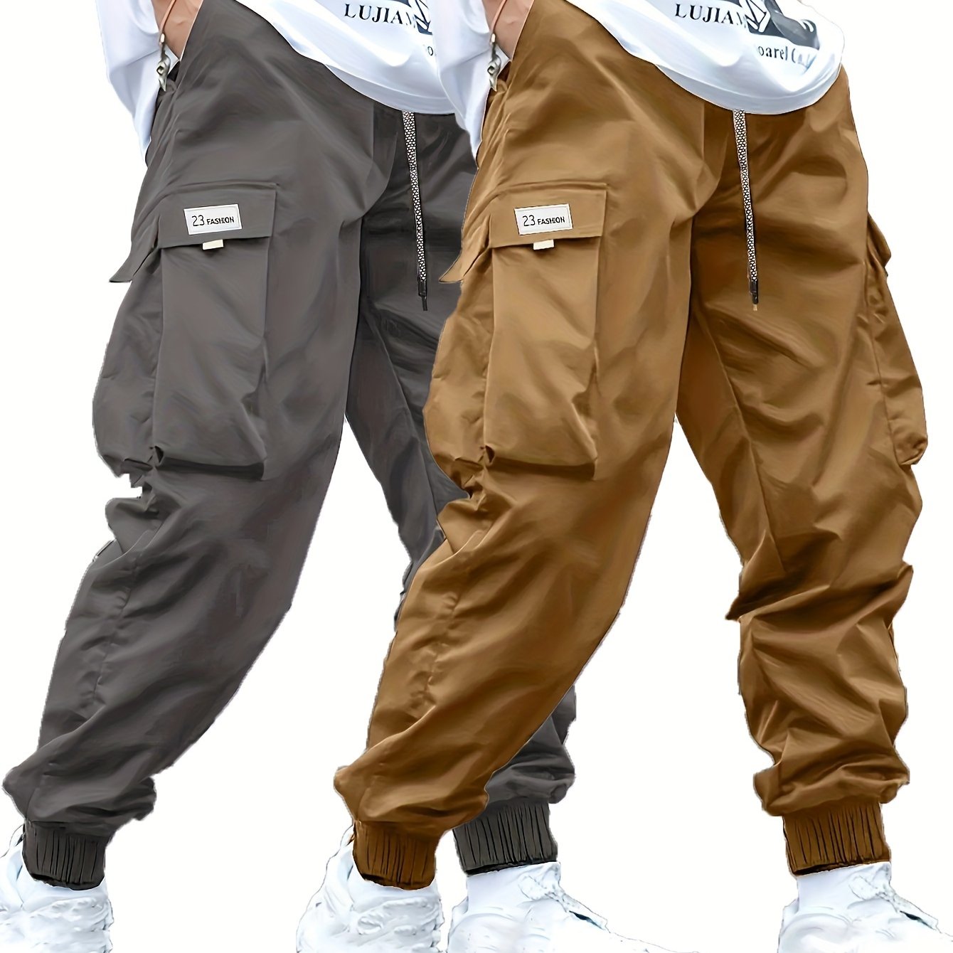 Men's Plus Size Cargo Pants Athletic Casual Solid Polyester All-Season