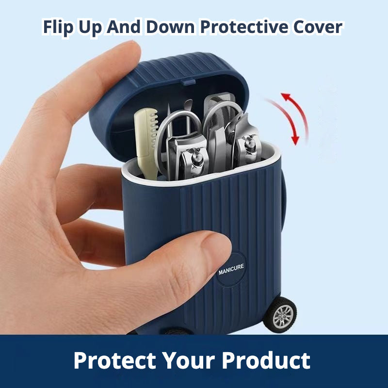 Set of 8 Stainless Steel Nail Clippers Manicure Kit with Nail File Tweezers Ear Spoon Cuticle Pusher and Extractor for Travel and Gifting