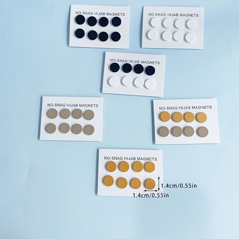Juego de 8 imanes minimalistas de aleación para hijab, pinzas redondas antarañazos para uso multifuncional