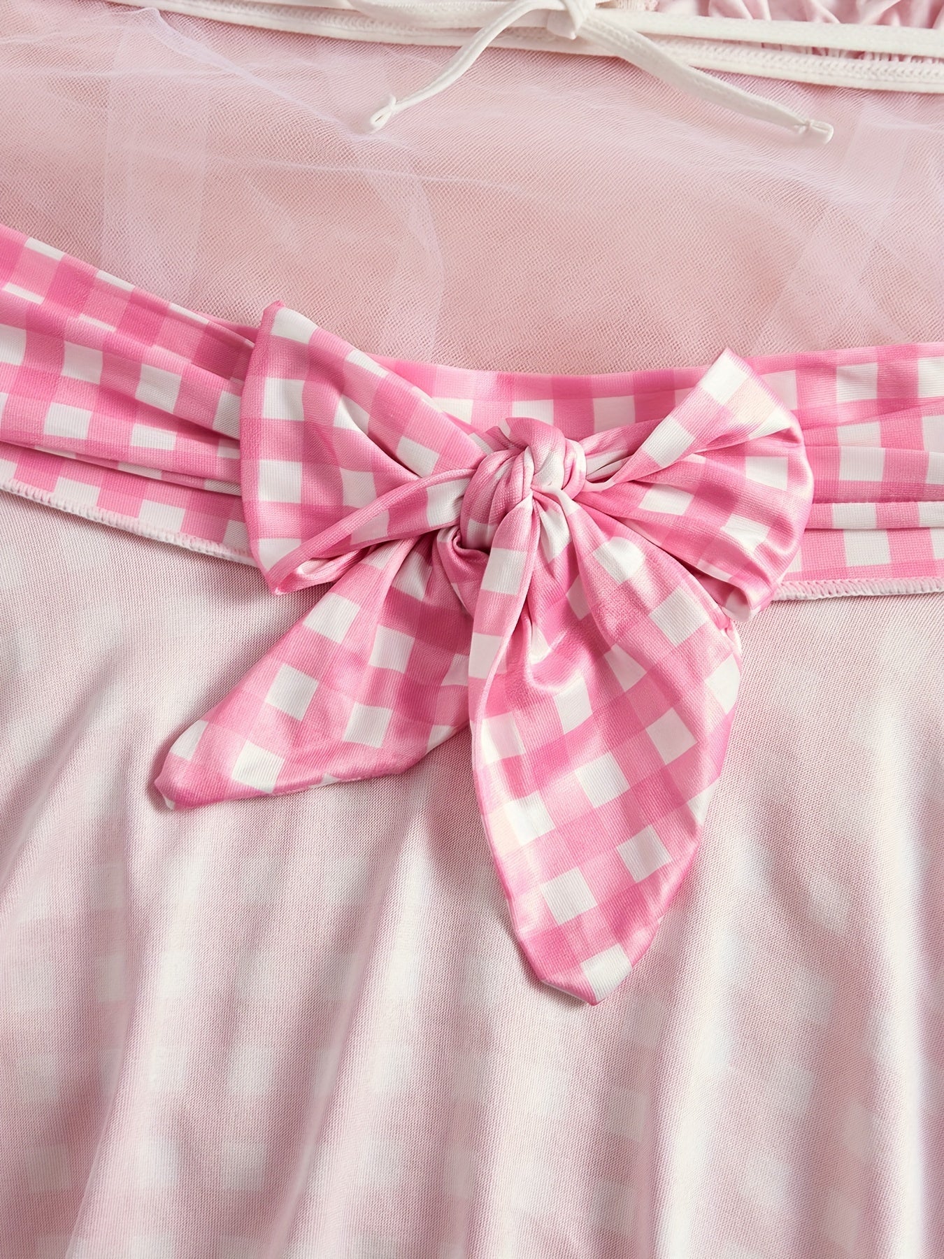 Plaid Maid Outfit with Ribbon Bow and Sexy Lingerie for Women