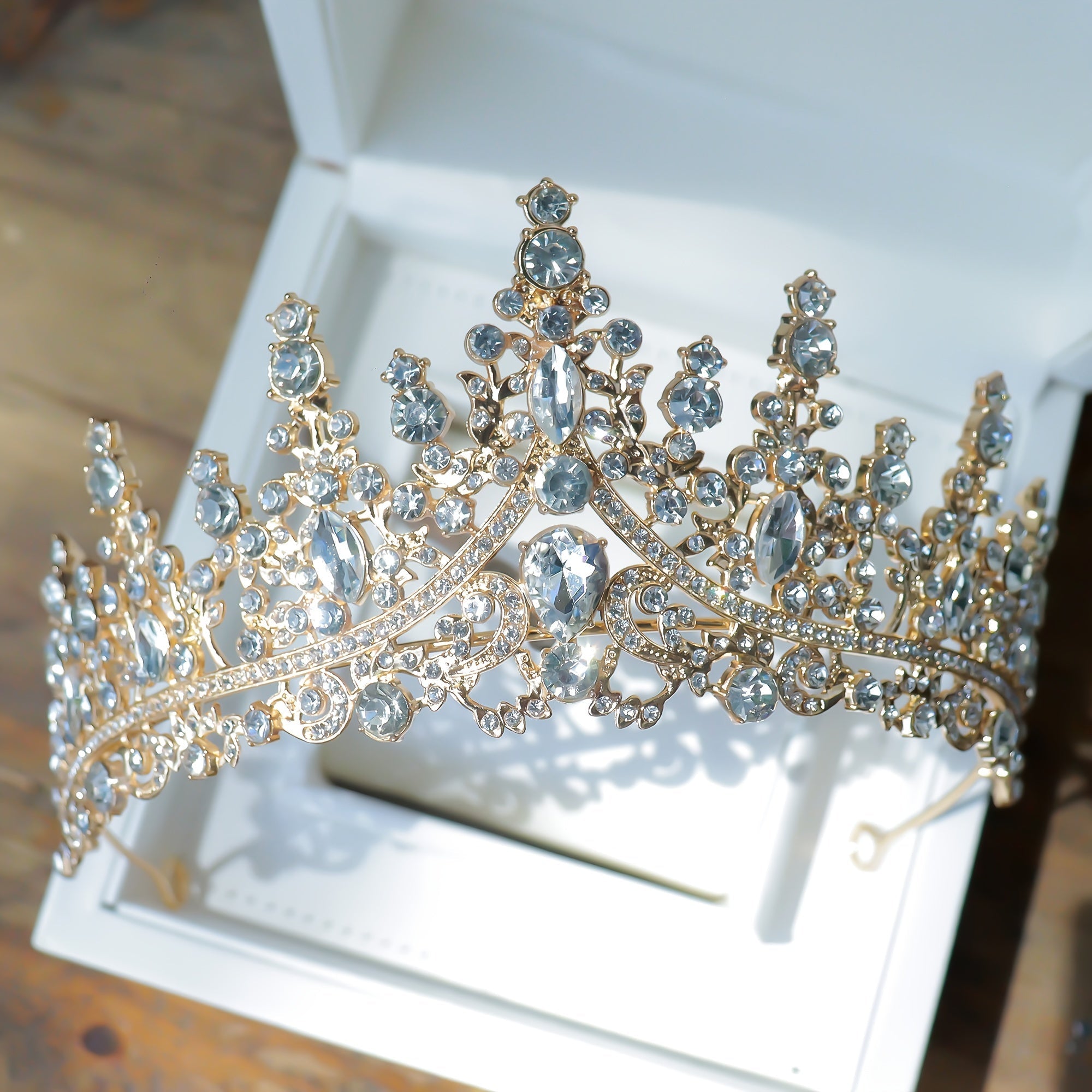 Rhinestone Leaf Crown Tiara for Bridal Princess Costume Wedding Party Accessories