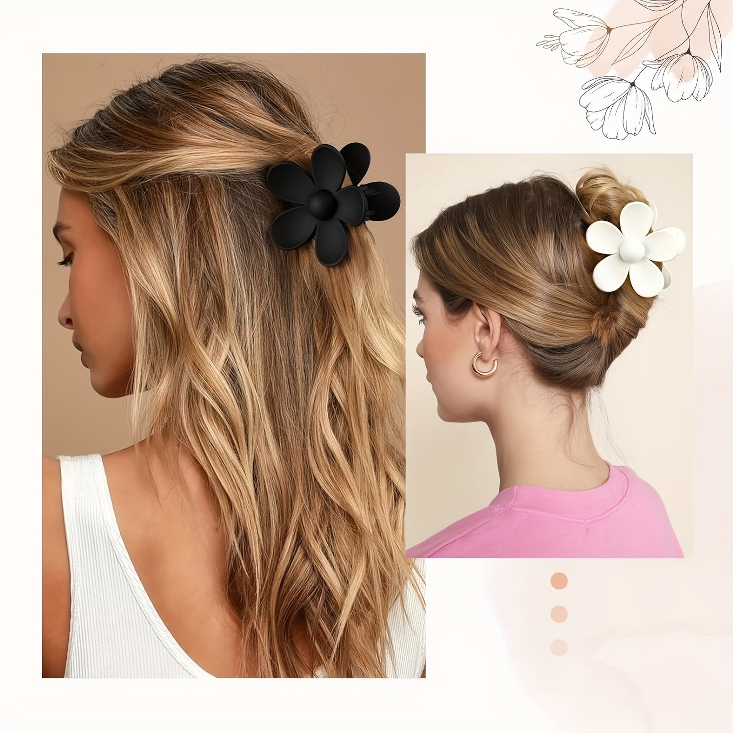 Set of 18 Bridesmaid Hair Scrunchies and Flower Hair Claws with Heart Glasses Wedding Accessories