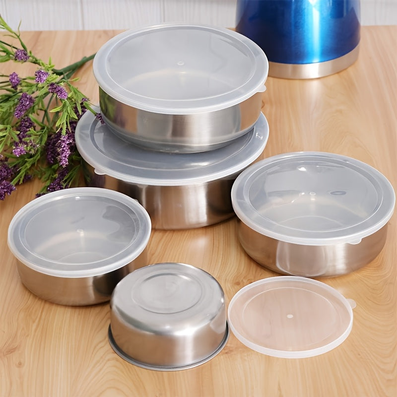 Stainless Steel Storage Containers Set with Clear Lids for Kitchen and Home Organization