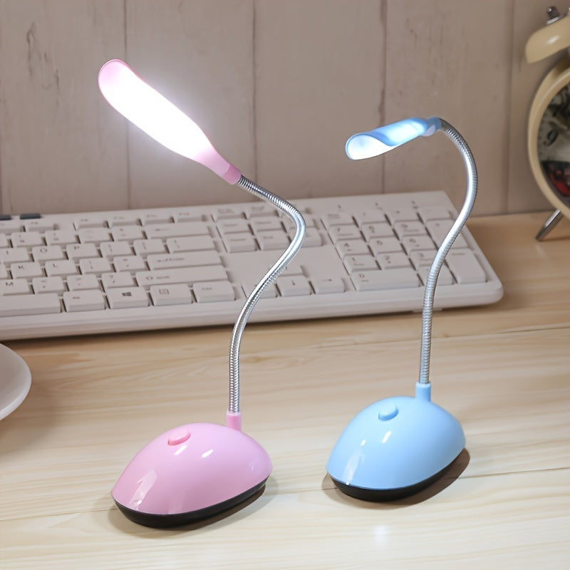 Portable LED Desk Lamp Foldable Eye-Care Mini Table Light Adjustable Angle Battery Operated White