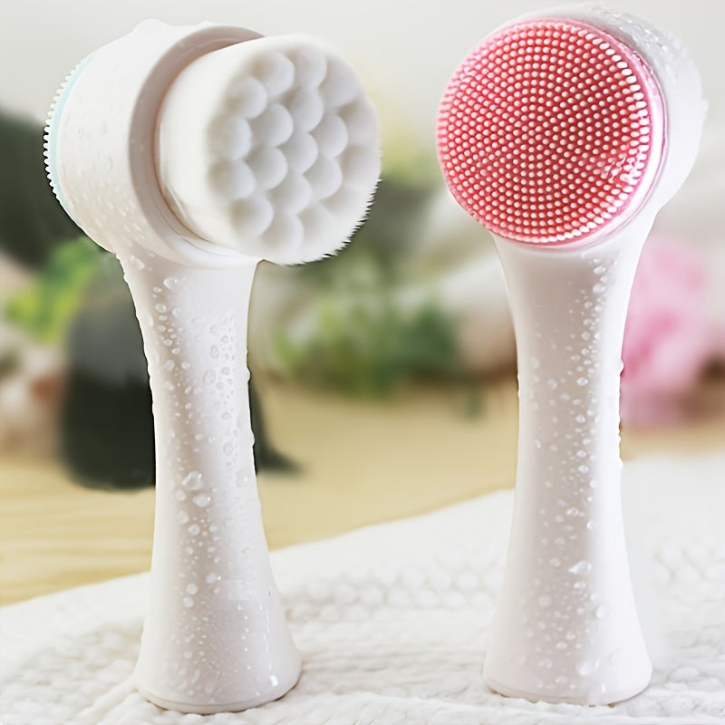 Unisex Silicone Face Cleanser Dual Soft Brushes Exfoliating Massager Fragrance-Free