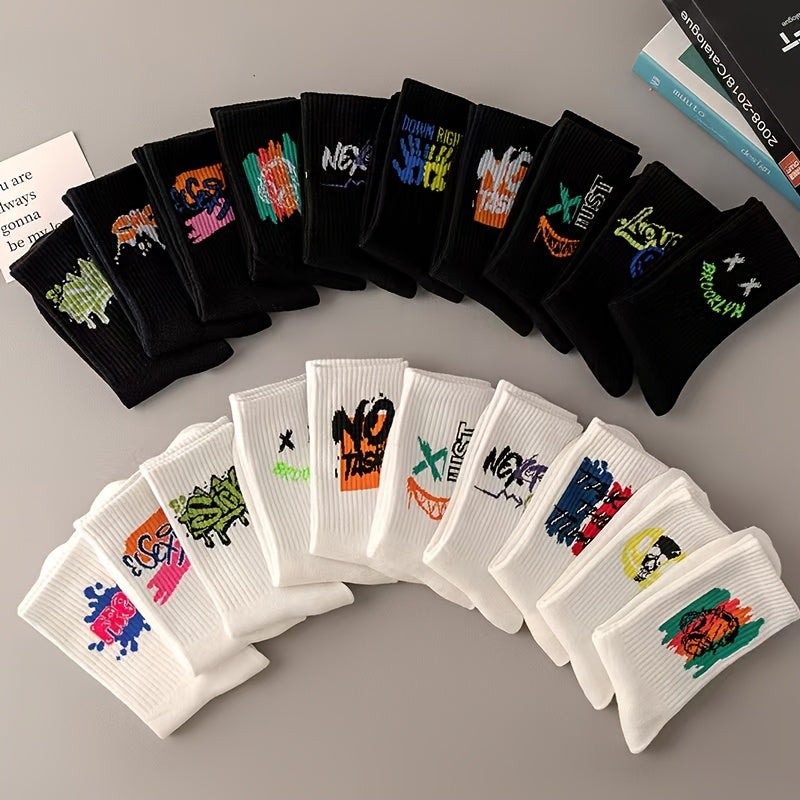 Men's Basketball Socks 8 Pairs Moisture-Wicking Sweat-Resistant Black White