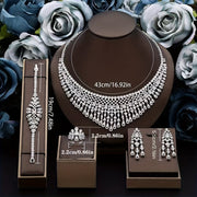 4-Piece Jewelry Set with Cubic Zirconia White Gold Plated for Weddings and Special Occasions