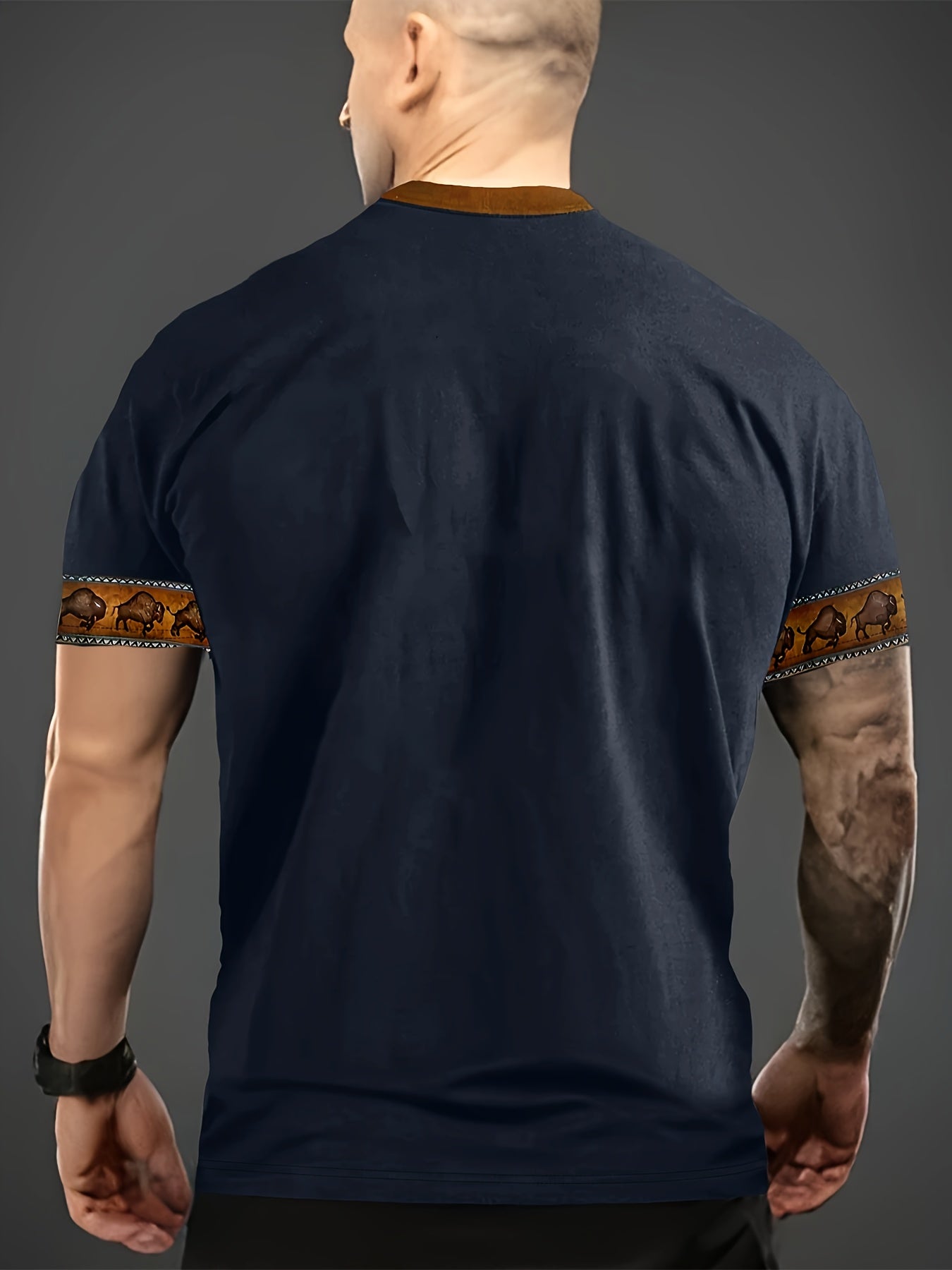 Men's Casual Crew Neck T-Shirt with Digital Print 100% Polyester Short Sleeve All-Season Regular Fit