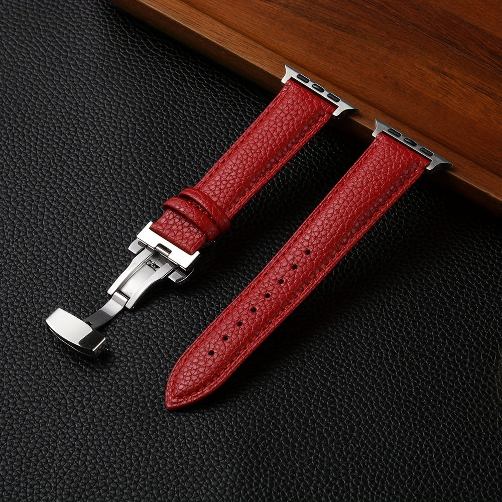 Litchi Pattern Synthetic Leather Watch Band for Apple Watch 38mm 45mm