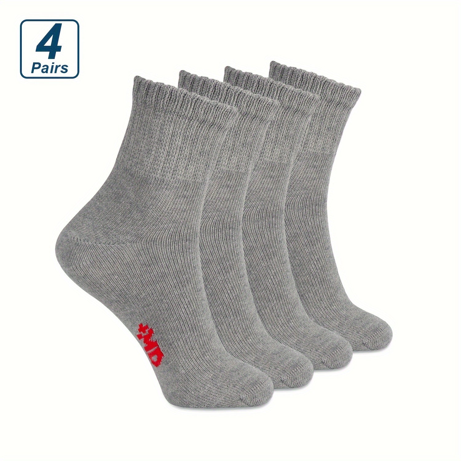 4 Pairs Diabetic Ankle Socks Men Women Non-Binding Loose Fit Cotton Nylon Spandex