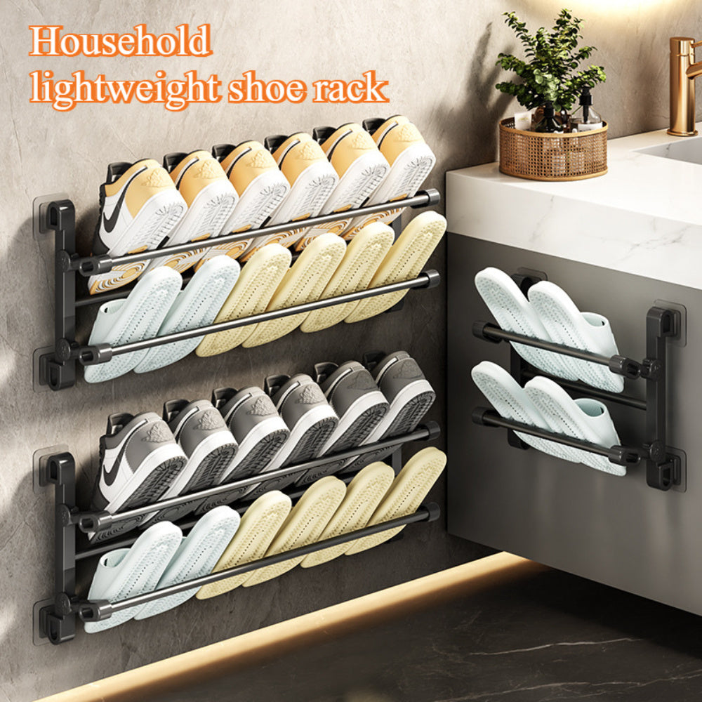 Wall-Mounted Multi-Layer Shoe Rack for Entryway Home Storage No-Drill Installation