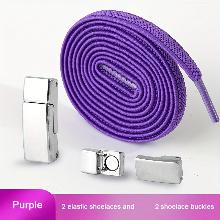 Unisex Metal Magnetic Shoelace Buckle Solid Color Elastic Lace Clip