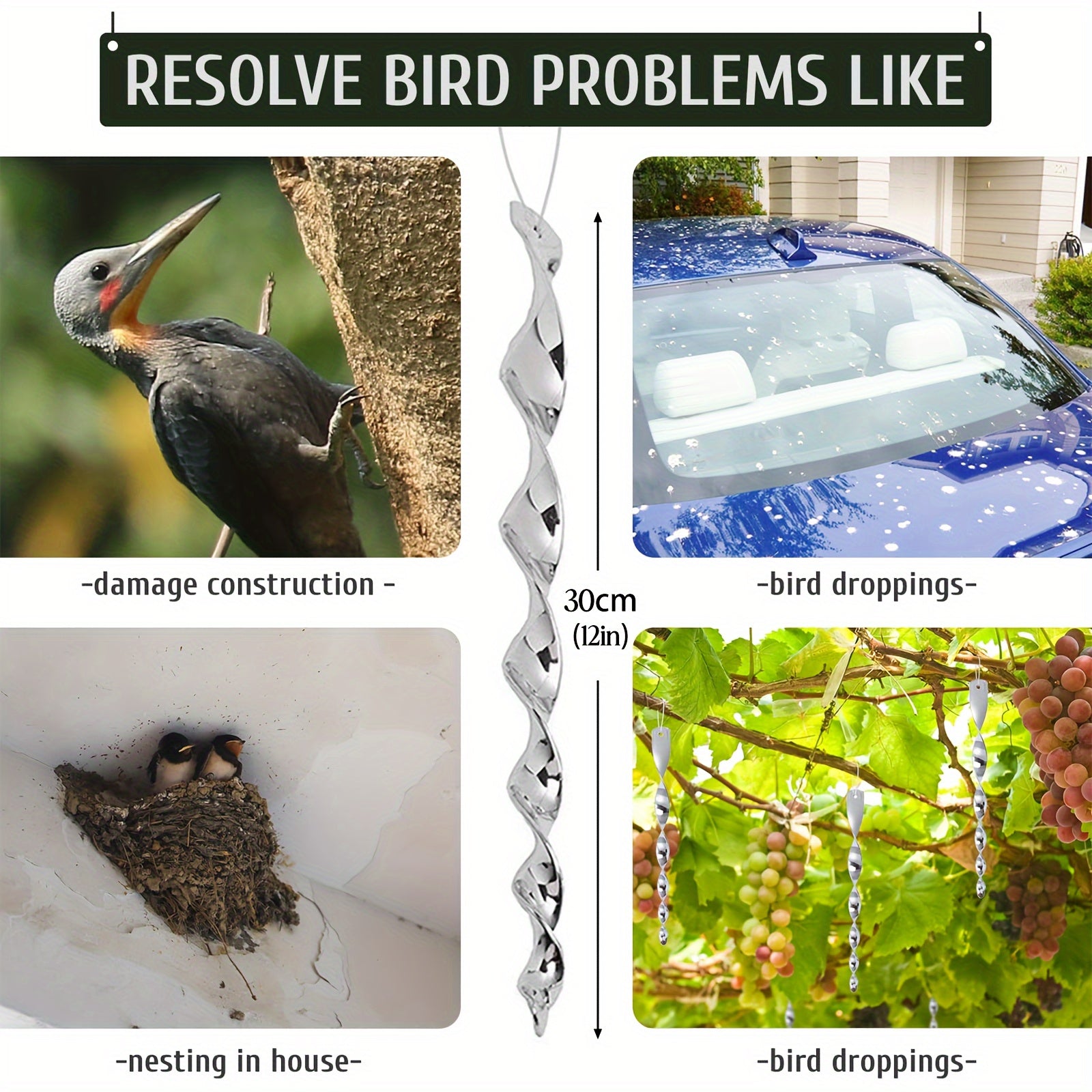 12Pcs 3D Wind Spinners Bird Repellent Garden Yard Decor Outdoor Ornament