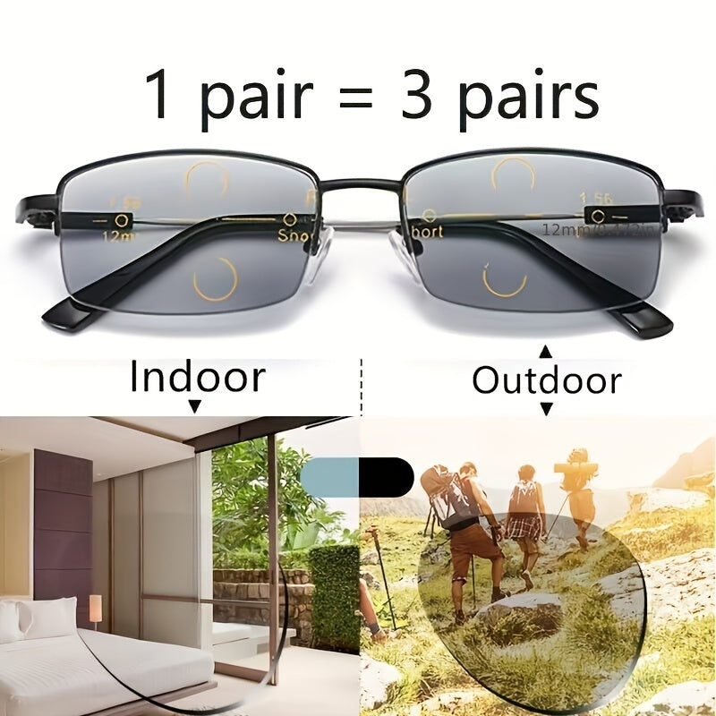 Мужские и женские фотохромные прогрессивные мультифокальные очки из ультралегкого карбона TR90 +1.0 до +4.0