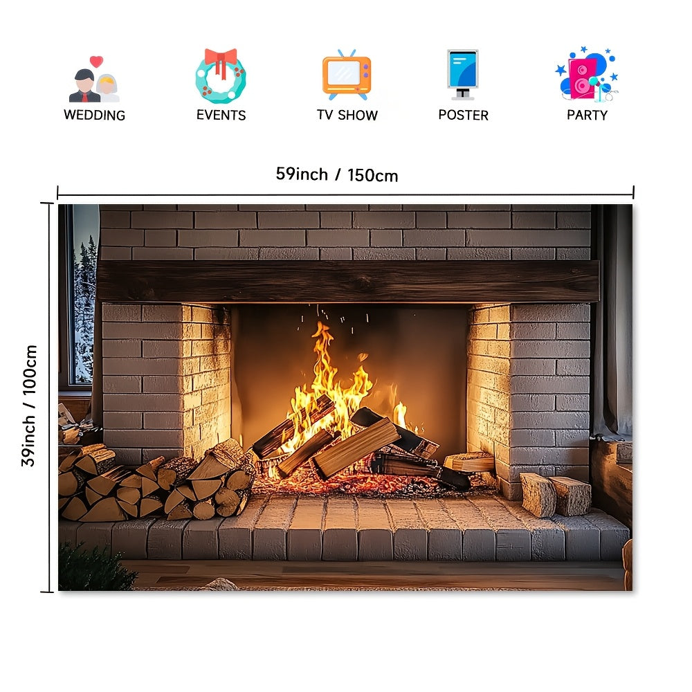 Multi-Functional Fireplace Backdrop for Festivals and Holiday Photos