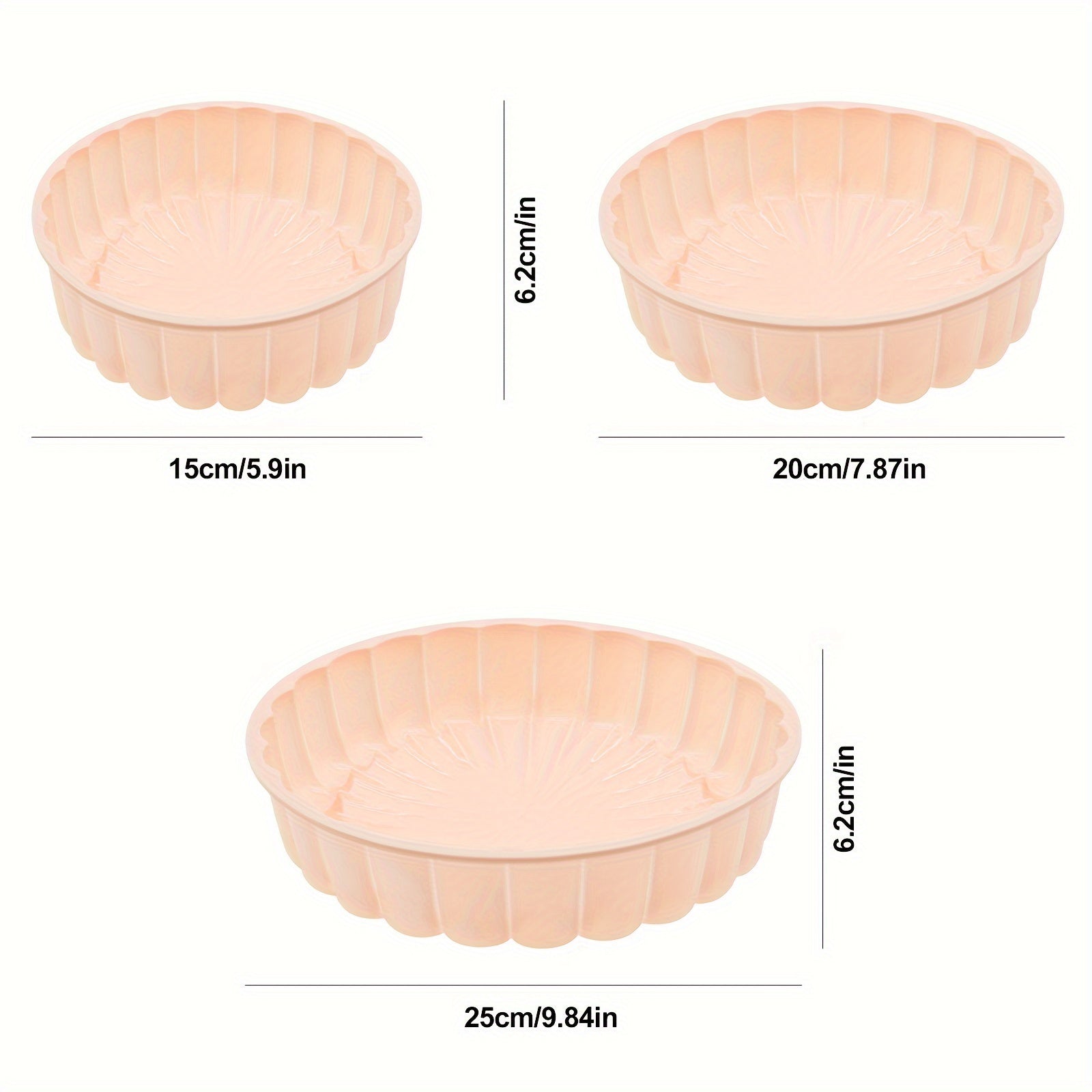 3-Piece Round Flower Cake Pan Set Nonstick Silicone Baking Molds for Weddings and Birthdays