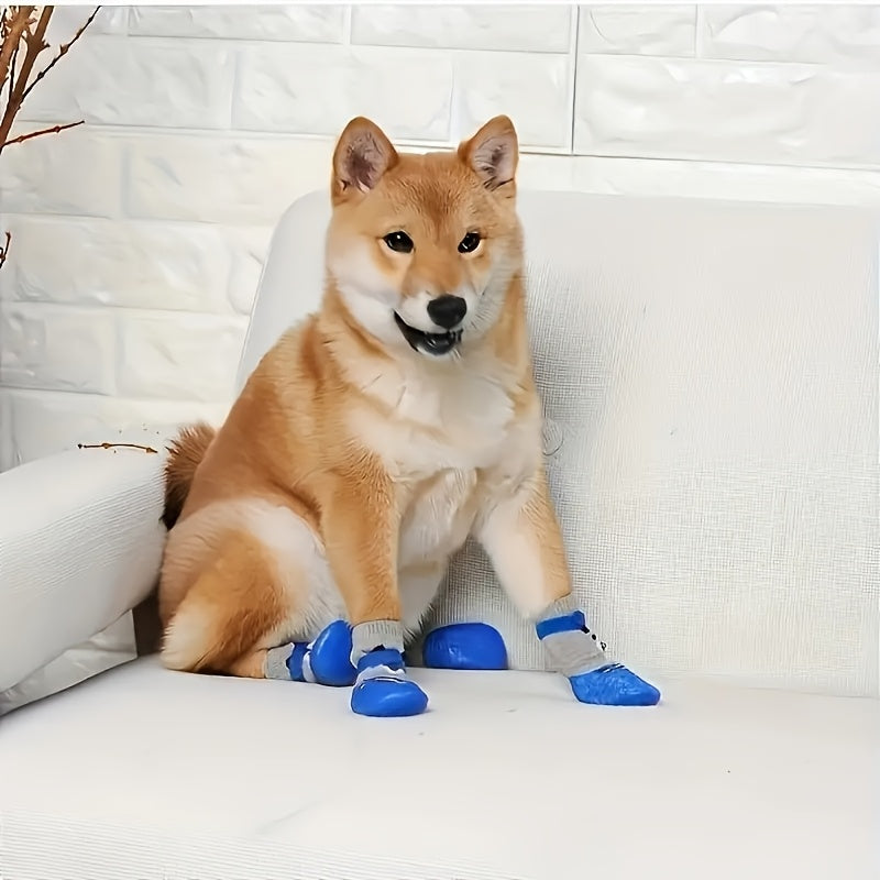 Waterproof Dog Socks with Anti-Slip Rubber Sole Adjustable Strap for All Sizes Durable Polyester Outdoor Use