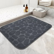 Pebble Pattern Non-Slip Absorbent Polyester Foot Mat for Bathroom Kitchen Bedroom