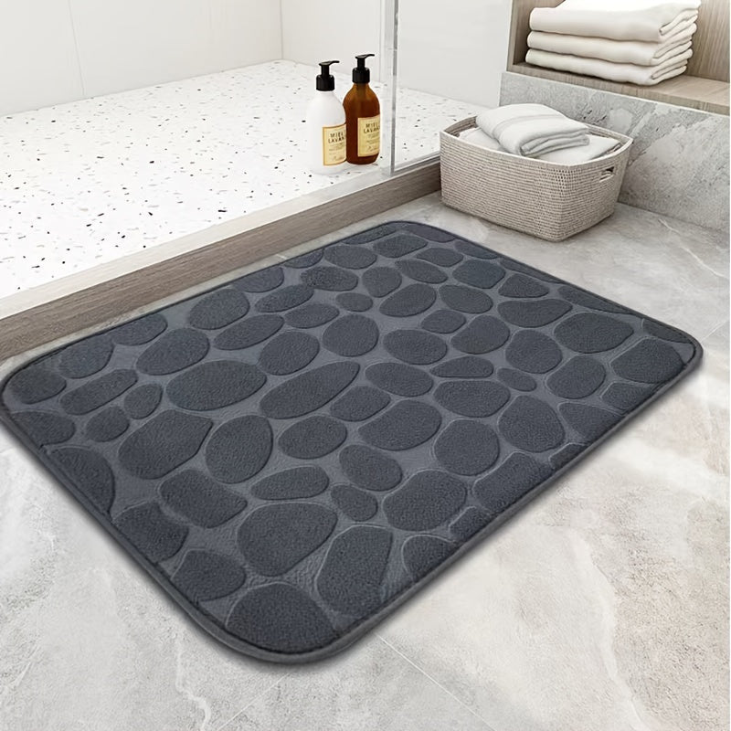 Pebble Pattern Non-Slip Absorbent Polyester Foot Mat for Bathroom Kitchen Bedroom
