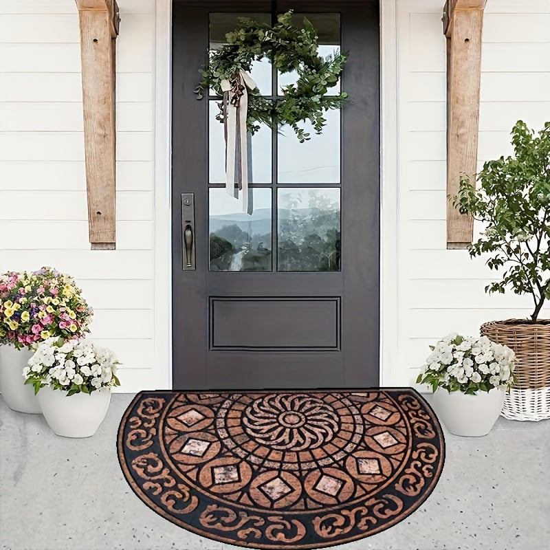 Semi-Circular Front Door Mat, Durable, Non-Slip, Stain-Resistant Entryway Rug