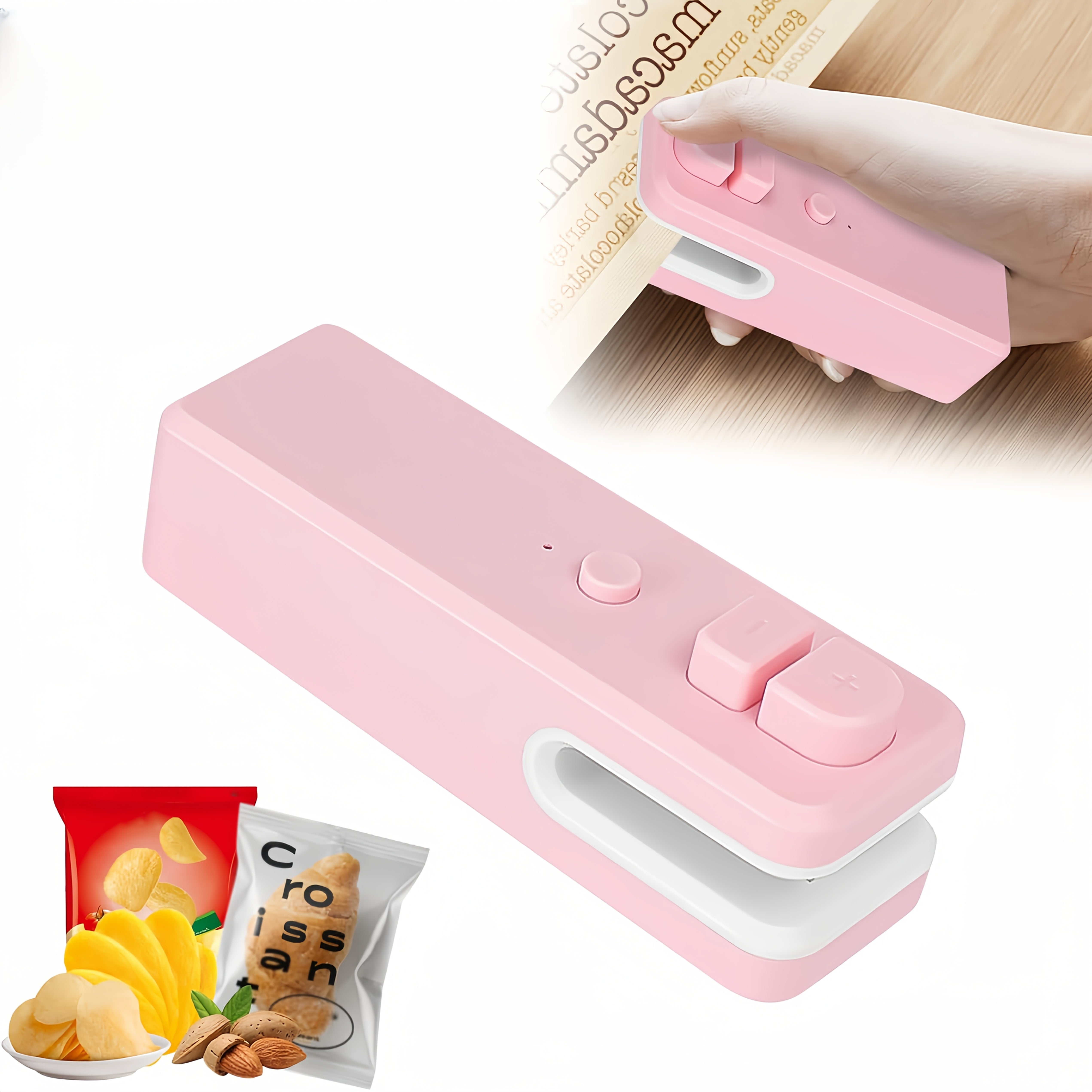 Mini Bag Sealer Portable Handheld Heat Sealer Cutter USB Rechargeable ABS Material