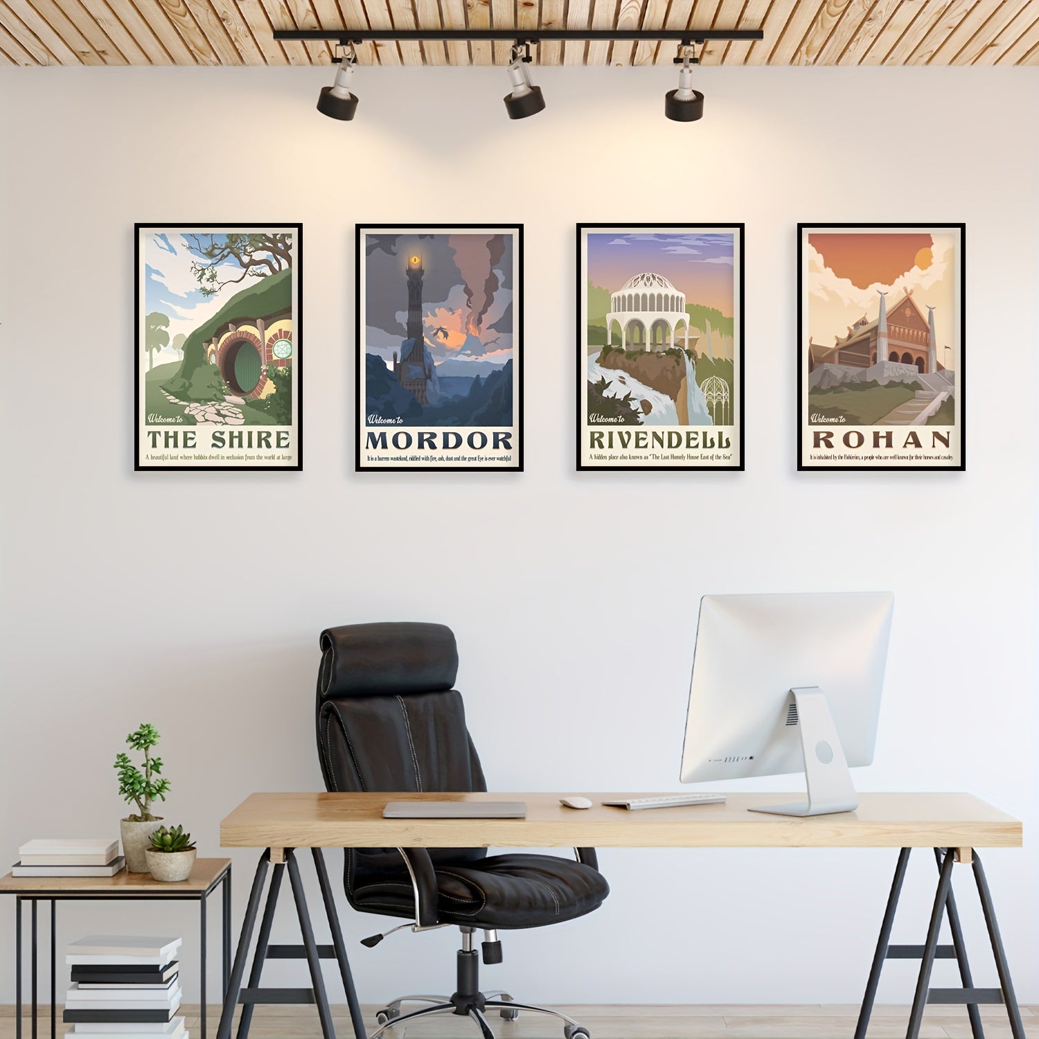 Set of 4 Middle Earth Landscape Canvas Wall Art Posters for Home Decor