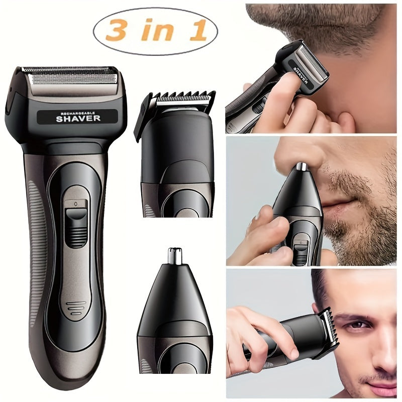 Men's Rechargeable Foil Electric Razor and Trimmer Kit