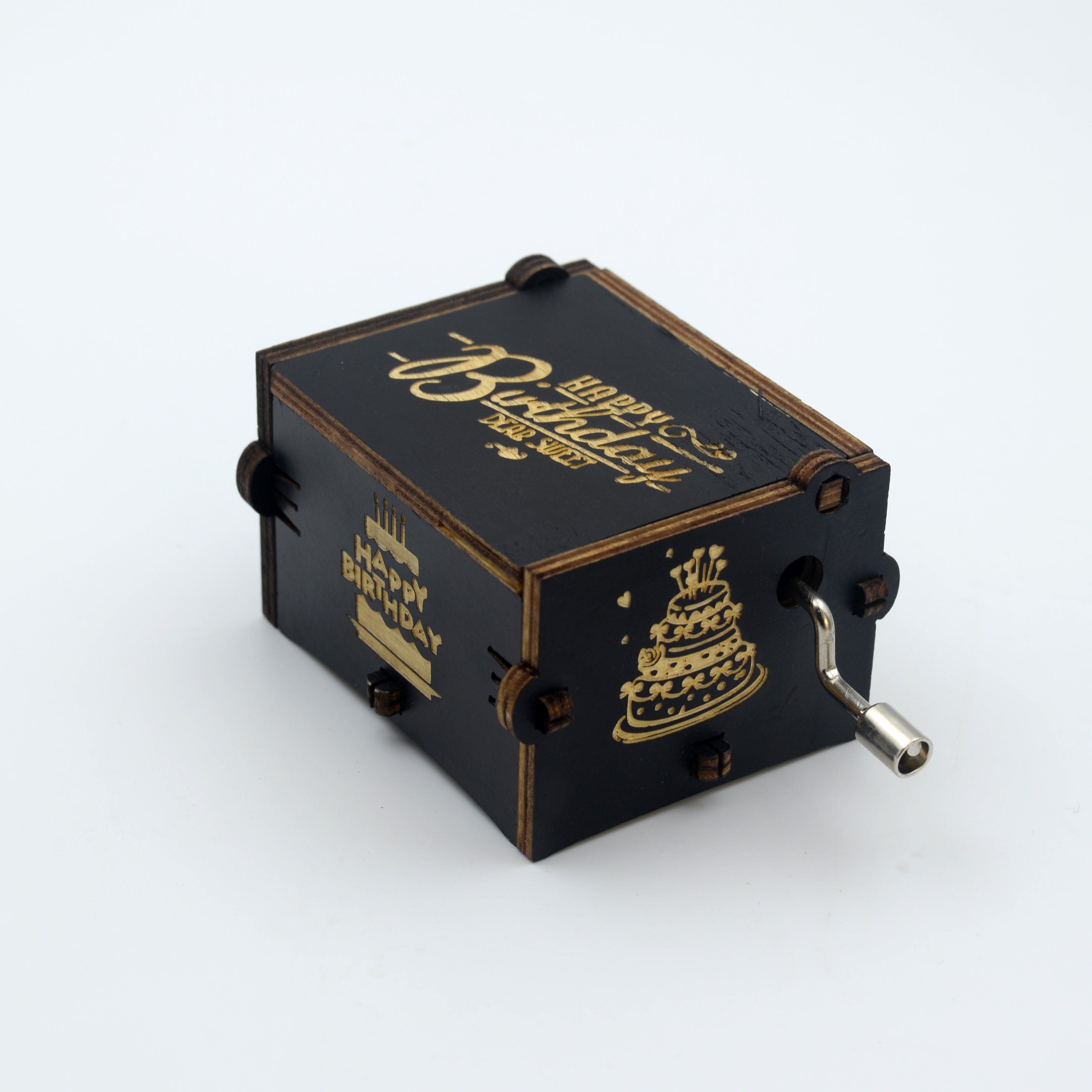 Деревянная музыкальная шкатулка с ручным приводом "С Днем Рождения" для особых случаев.