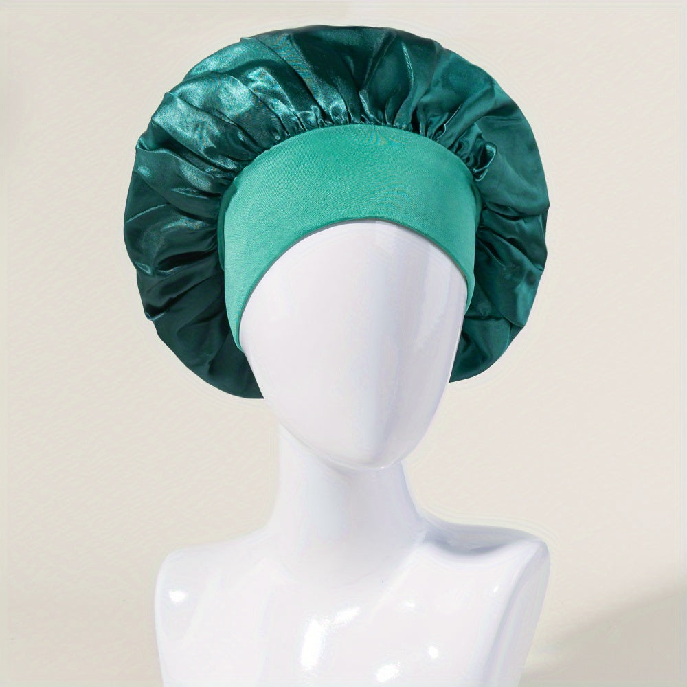 Women's Satin Sleeping Cap with Wide Elastic Band for Curly Hair