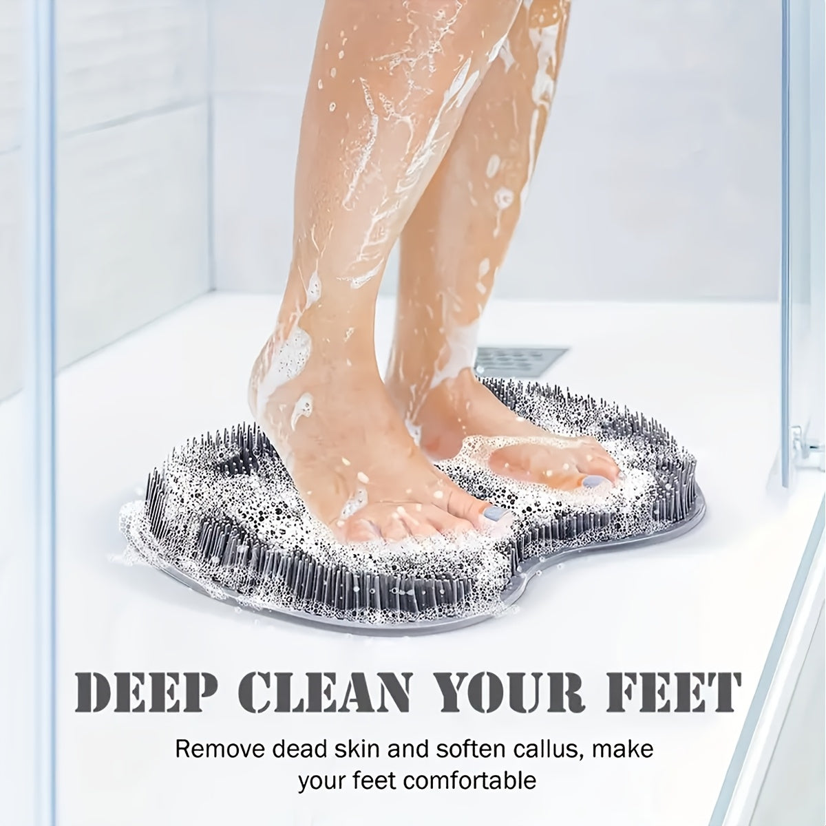 Almohadilla de exfoliante para pies de silicona con ventosa antideslizante y cepillo para pies en la ducha