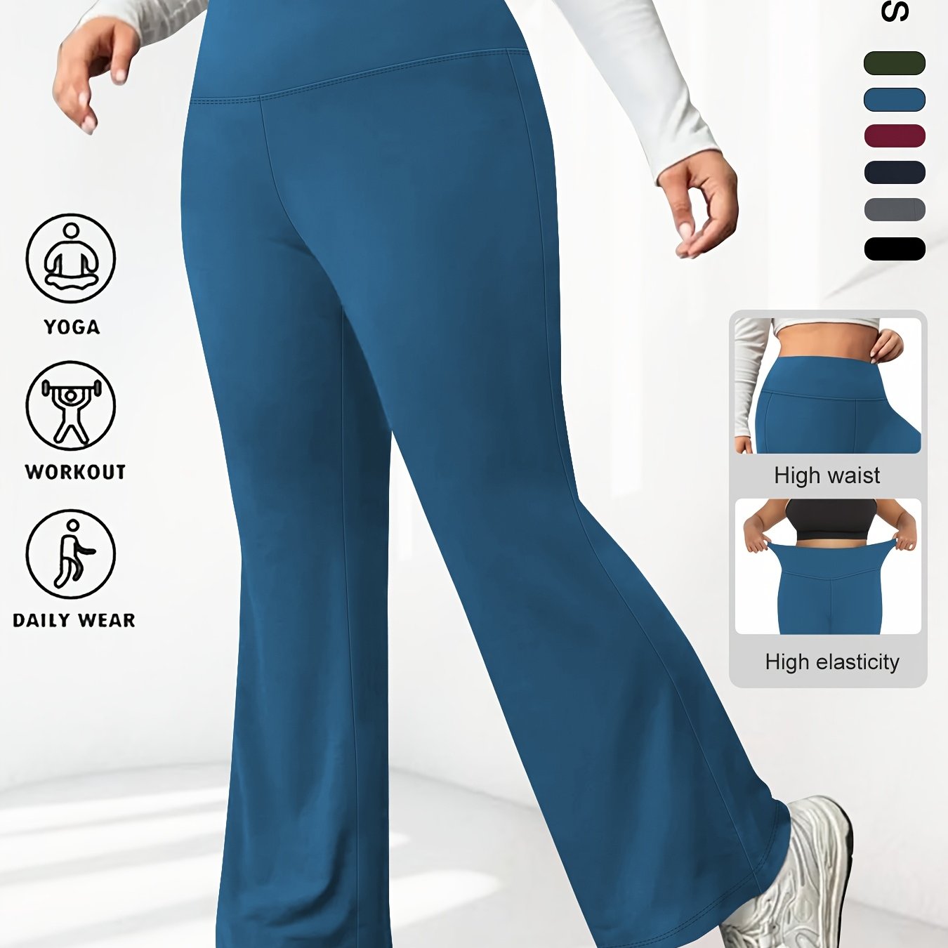 Women's Plus Size High Stretch Flared Leg Sports Pants for Workout and Fitness