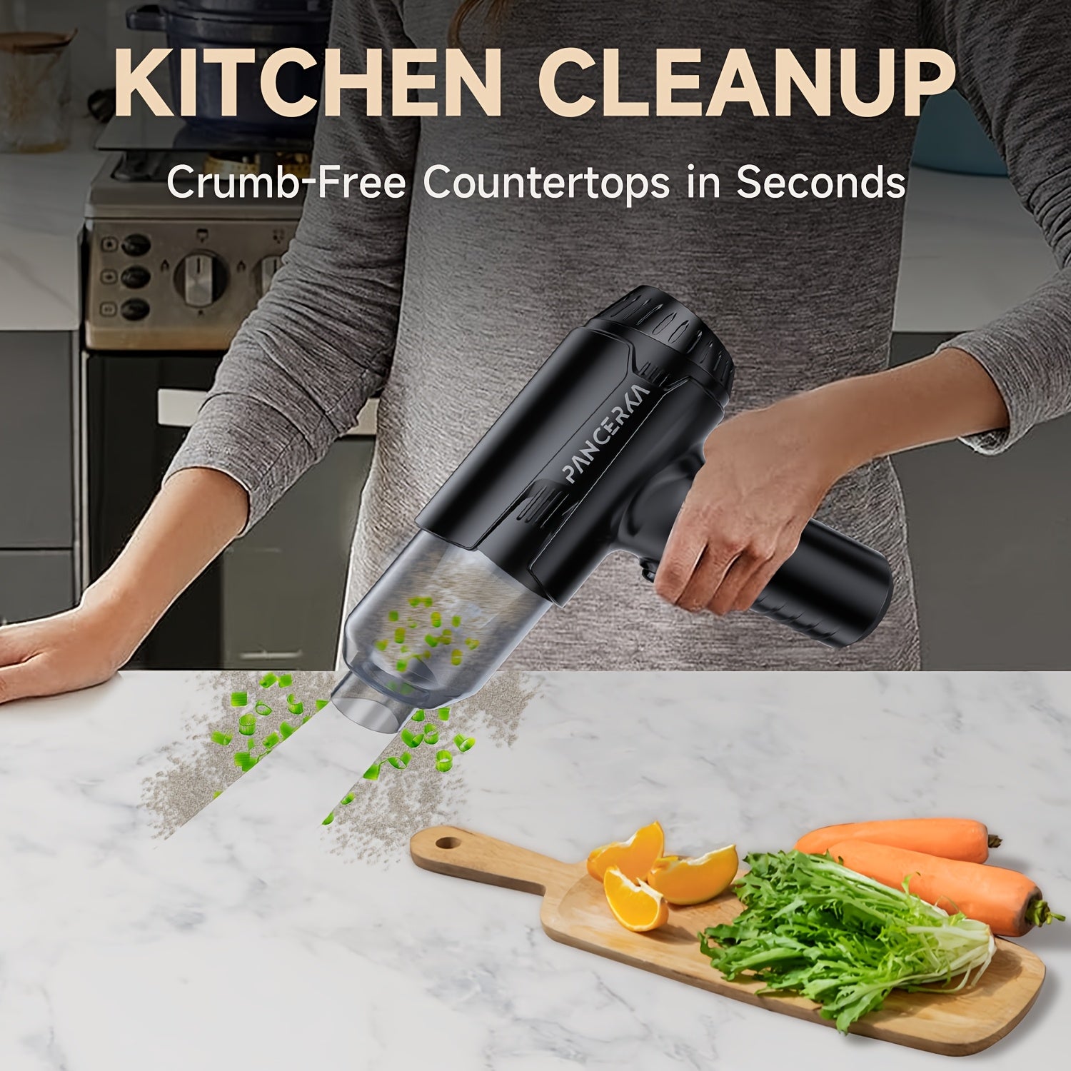 PANCERKA Qo'l bilan ishlatiladigan Avtomobil Changyutgichi, 6000PA Portativ Simsiz, Ko'p nozzle'lar, Avtomobil, Uy, Hayvon, Ofis uchun ixcham