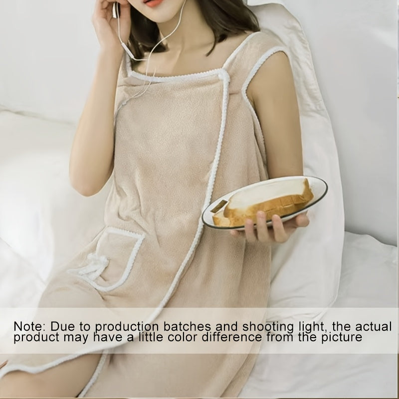 Women's Coral Fleece Wearable Bath Towel Wrap Lightweight Modern Style for Spa Pool Gym Travel Home