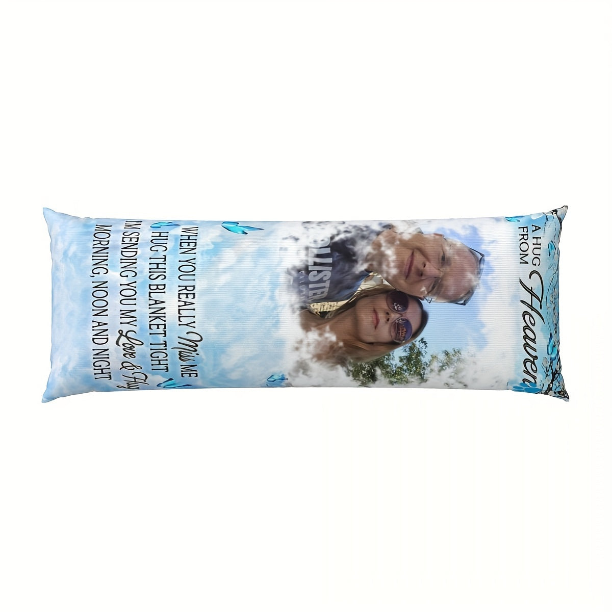 Personalizable Plush Pillow Cover 50.8x137.2 cm with "A Hug from Heaven" Design for Sofa Bedroom Living Room