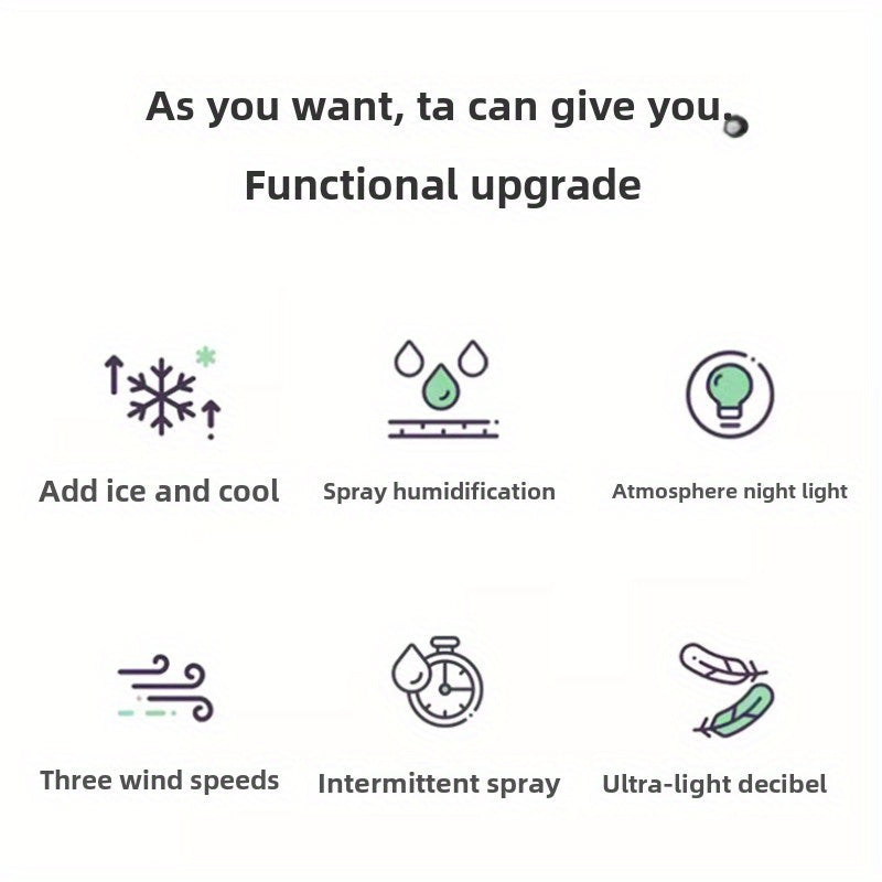 Portable USB Personal Air Conditioner and Humidifier with Night Light