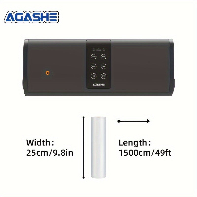 1 dona Vacuum Sealer Machine, Touch Panel bilan, 3 ta issiqlik sozlamasi, 220-240V Evropa plugi, Batareyaga ehtiyoj yo'q, 25x500cm o'lchamdagi roll sumkalar bilan, oshxona uchun kichik va portativ, Bir bosish bilan oziq-ovqat