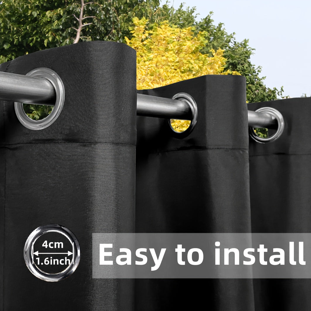 2pcs Waterproof Outdoor Curtains for Patio Light-Filtering Polyester Grommet Privacy Panels