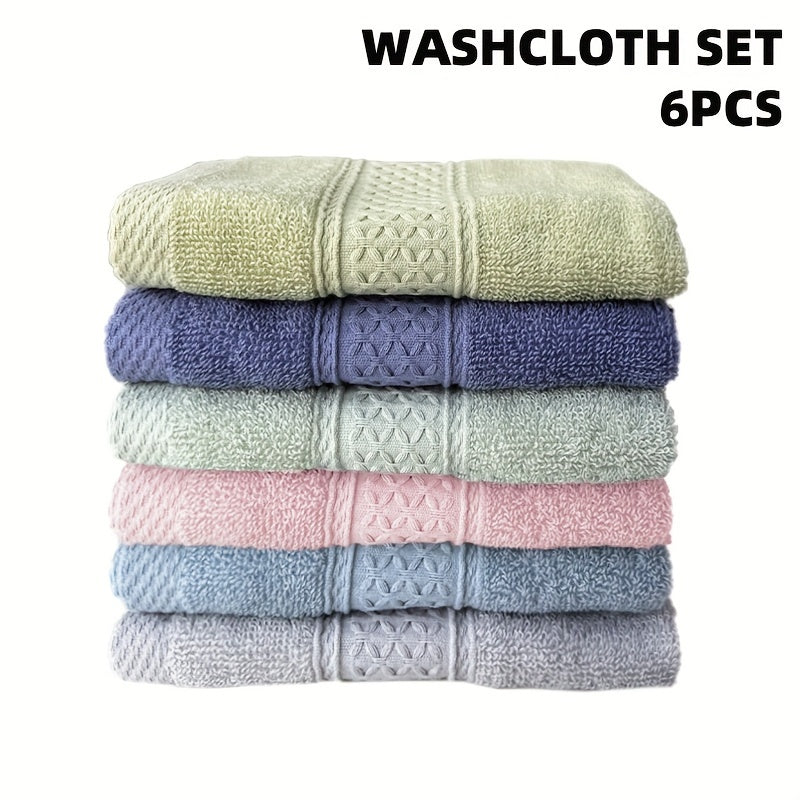 Set of 6 Cotton Wash Cloths in 6 Colors 33x33cm Highly Absorbent Bathroom Towels