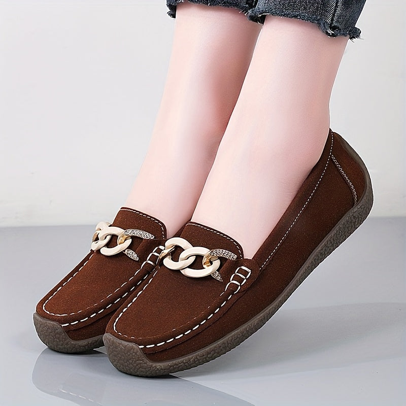 Women's Slip-On Loafers Faux Cover Upper Black Flat Shoes